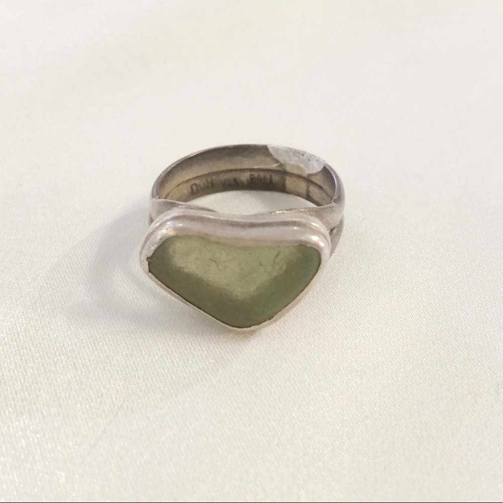 Light Moss Green Sea Glass Ring